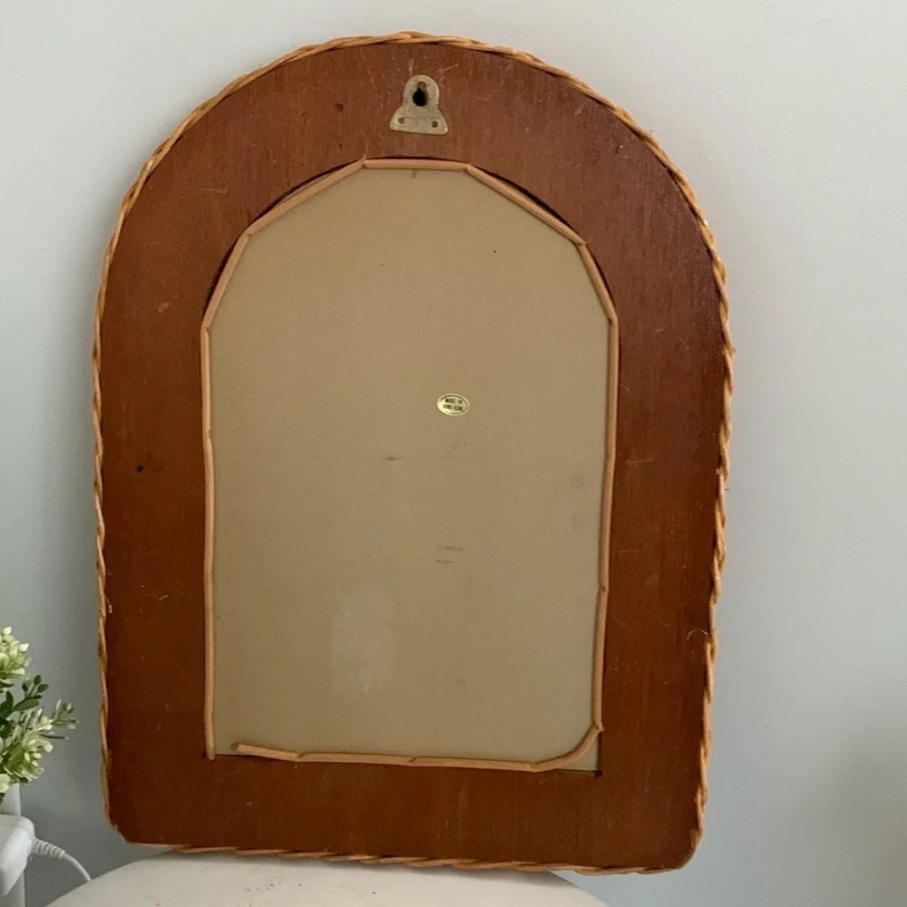 Bohemian Wicker Arch‎ Mirror wall decor tan rattan traditional kids home decor